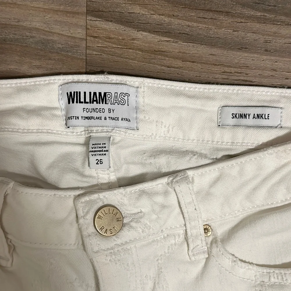 William Rast Ankle Skinny Jeans Womens 26 White Distressed Embroidered Star